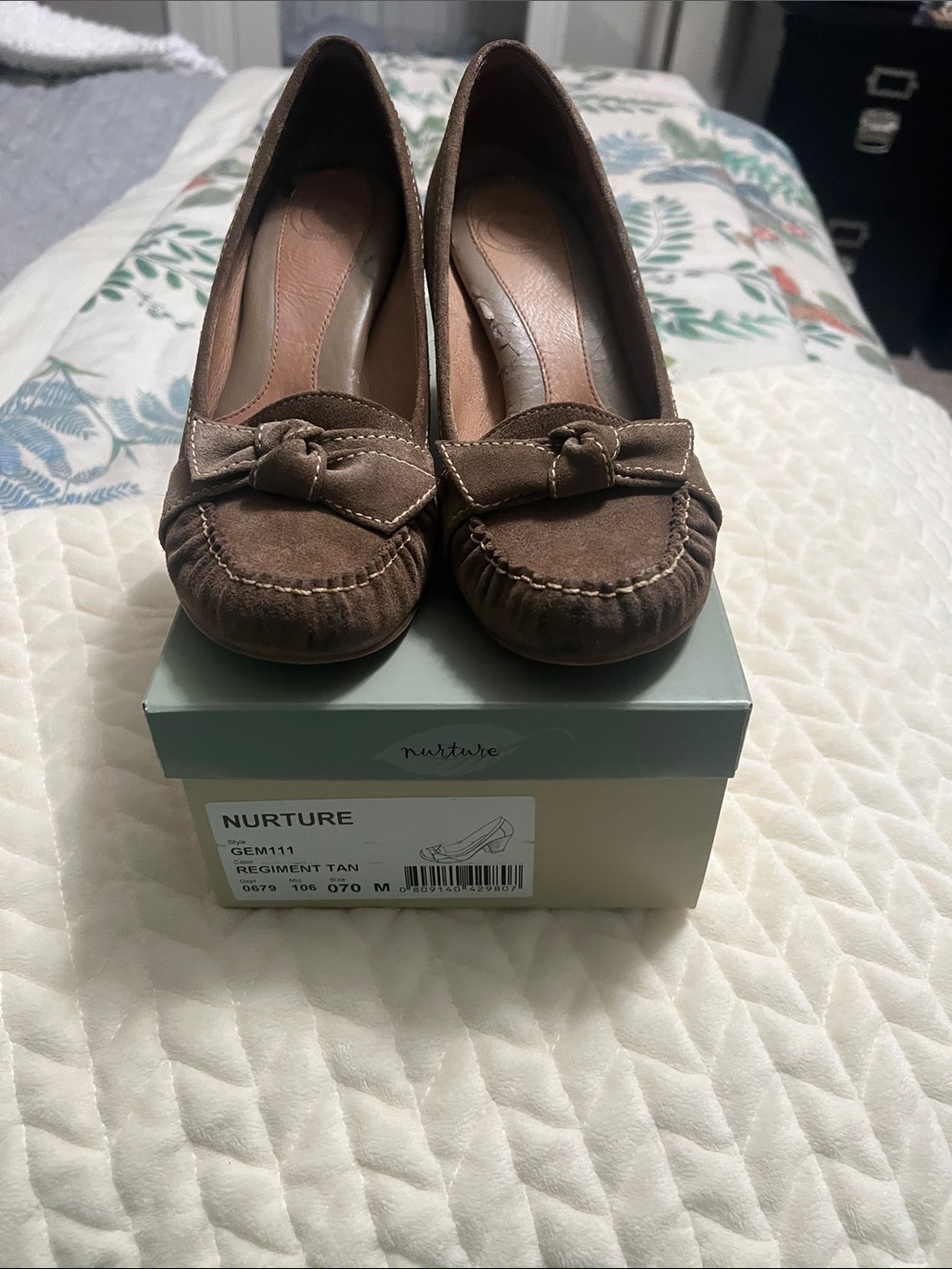 Nurture by Lamaze Regiment Tan Suede Knot-Front Women’s Loafers